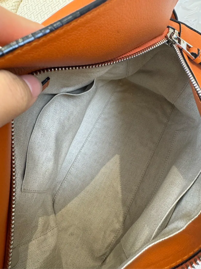 Preloved Loewe Puzzle Bag Orange Leather Crossbody