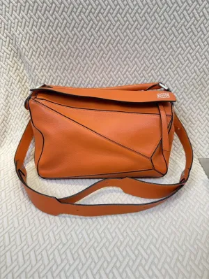 Preloved Loewe Puzzle Bag Orange Leather Crossbody