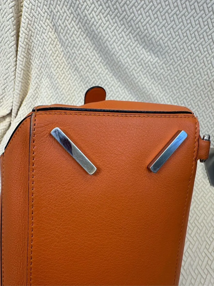 Preloved Loewe Puzzle Bag Orange Leather Crossbody