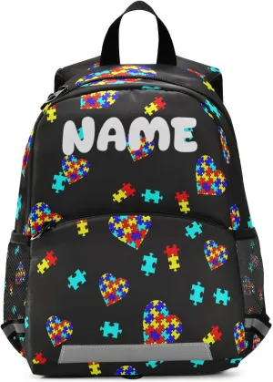 Preschool Backpacks，Kid's Casual Travel Bookbag with Leash，Cute Toddler Backpacks for Boys and Girls (Autism Awareness)