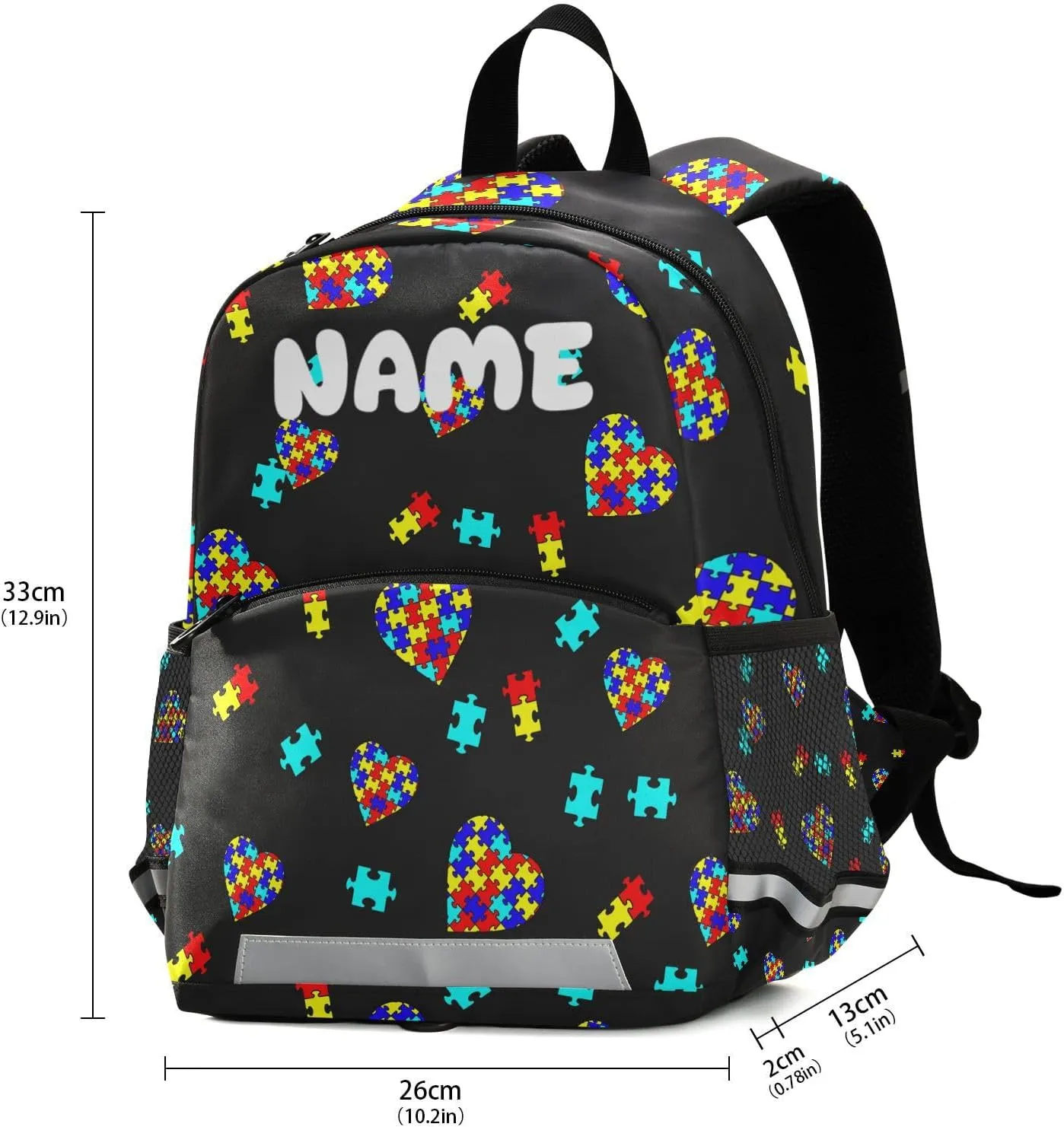 Preschool Backpacks，Kid's Casual Travel Bookbag with Leash，Cute Toddler Backpacks for Boys and Girls (Autism Awareness)