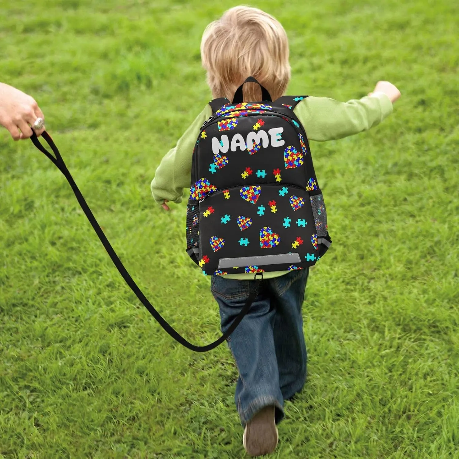 Preschool Backpacks，Kid's Casual Travel Bookbag with Leash，Cute Toddler Backpacks for Boys and Girls (Autism Awareness)