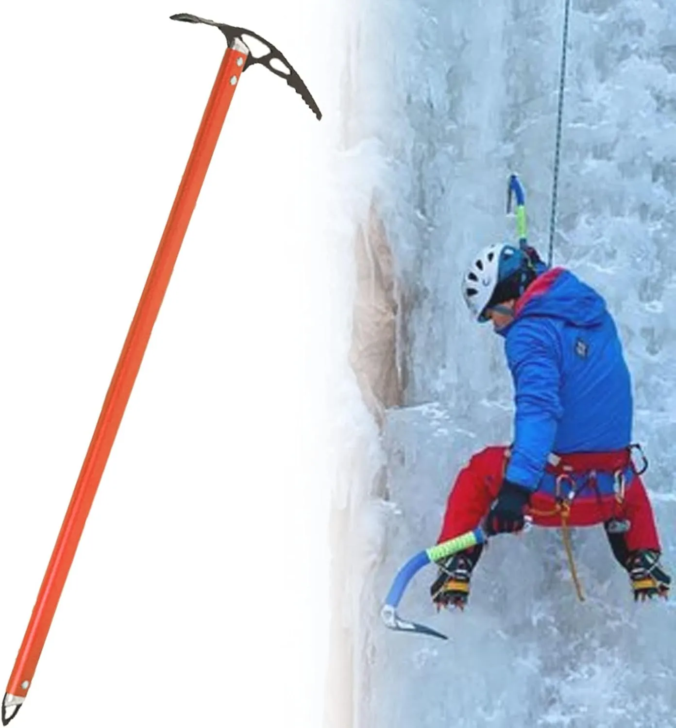 Professional Ice Climbing Axes Lightweight Outdoor Walking Pick with Aluminum Material Length 60/65/70/75cm Climbing Equipment for Mountaineering Hiking