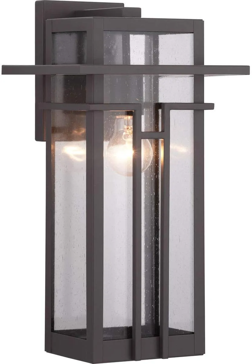 Progress Lighting Boxwood Collection 1-Light Clear Seeded Glass Craftsman Outdoor Large Wall Lantern Light Antique Bronze, 16.50x9.00x9.00