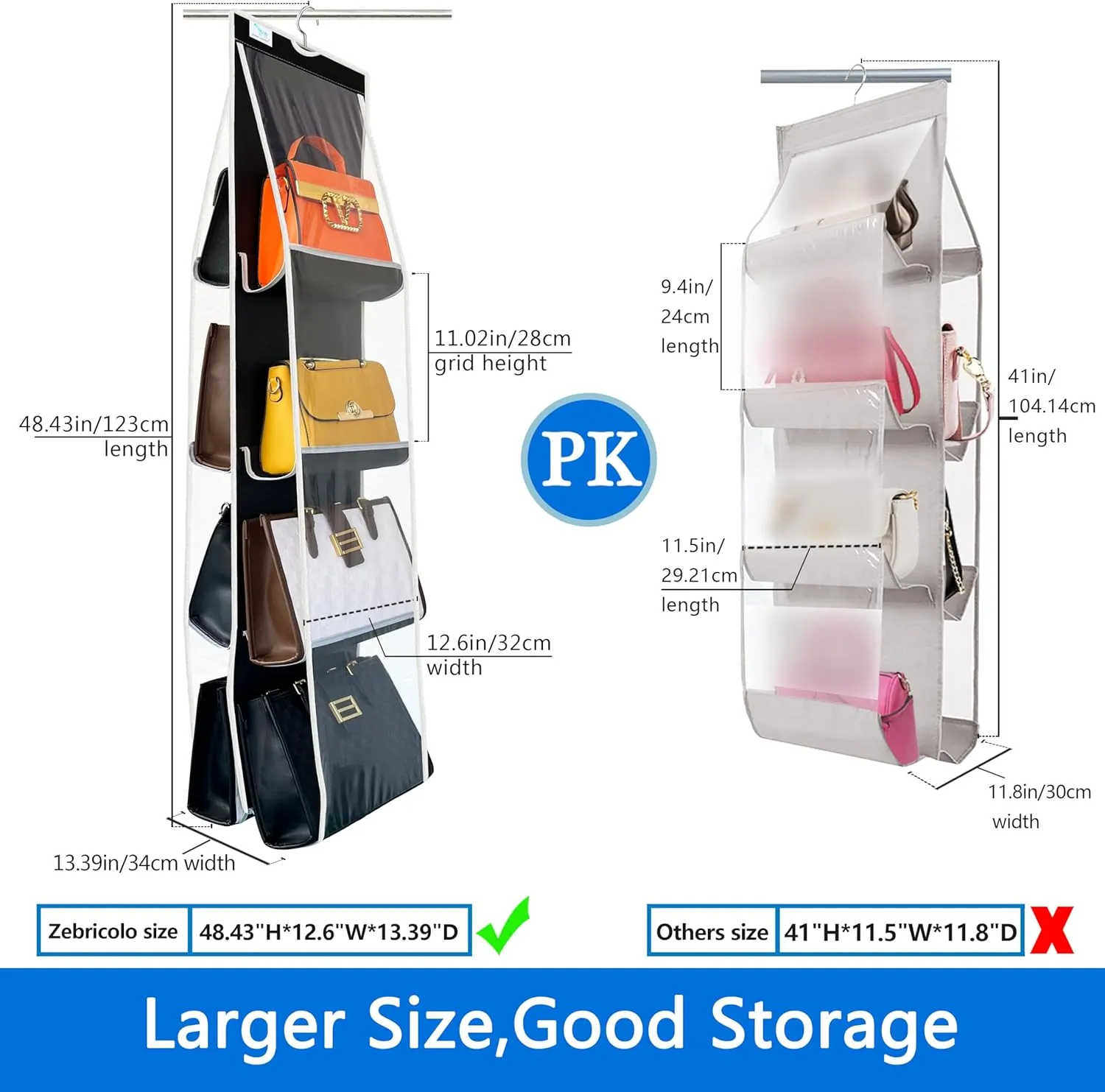purse organizer,2024 NEW improved Larger, purse organizer for closet, Heavy Duty Hooks, purse storage, Space-Saving Design, andbag organizer, Visibility, closet organizer,1pack-Black/White