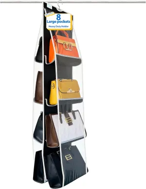 purse organizer,2024 NEW improved Larger, purse organizer for closet, Heavy Duty Hooks, purse storage, Space-Saving Design, andbag organizer, Visibility, closet organizer,1pack-Black/White