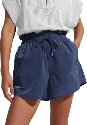 Quick Dry Paperbag Shorts for Women Girls Summer High Waisted Lightweight Shorts with Pockets