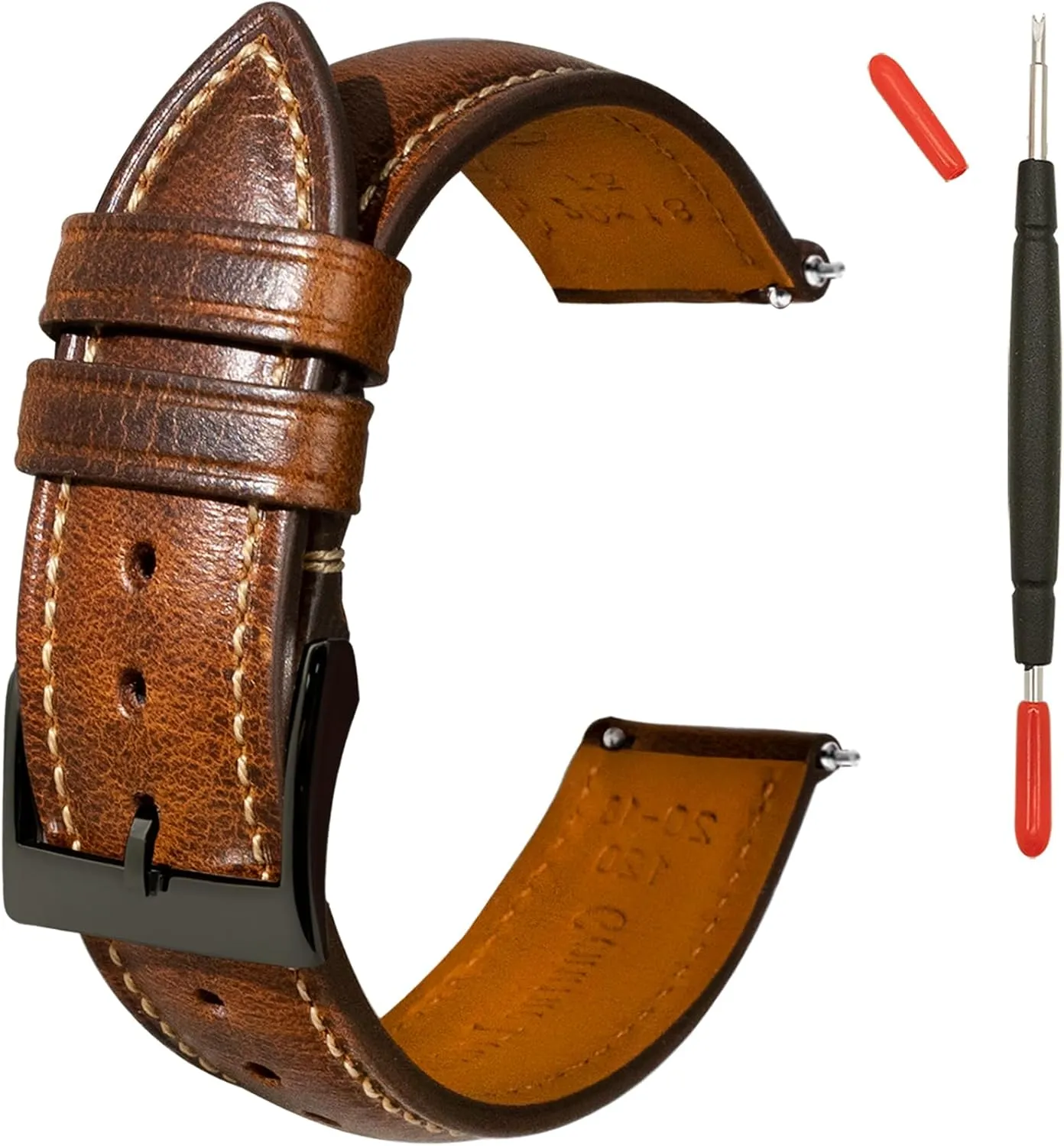 Quick Release Leather Watch Bands 14mm 16mm 18mm 19mm 20mm 21mm 22mm 24mm,Vintage Oil Wax-Tanned Leather Watch Straps Men's Watch Band Replacement Watch Strap for Men Women
