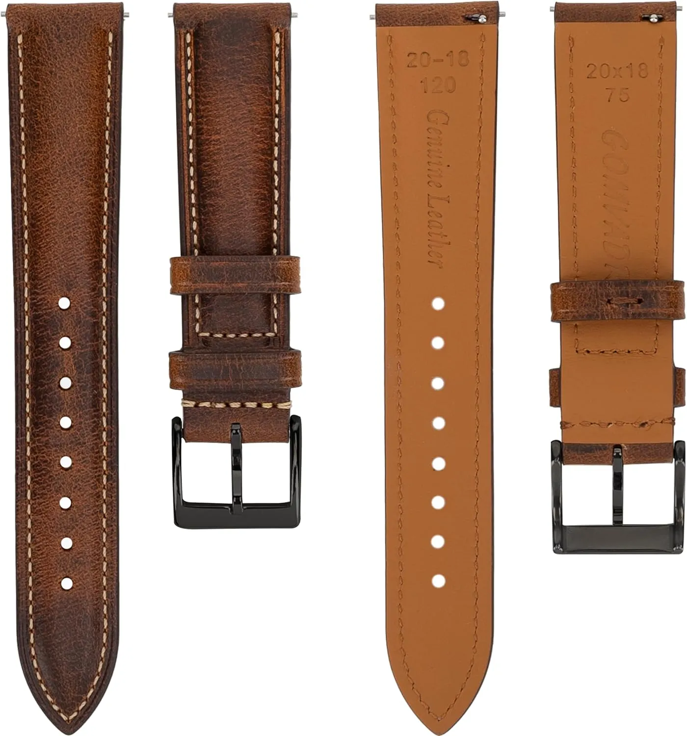 Quick Release Leather Watch Bands 14mm 16mm 18mm 19mm 20mm 21mm 22mm 24mm,Vintage Oil Wax-Tanned Leather Watch Straps Men's Watch Band Replacement Watch Strap for Men Women