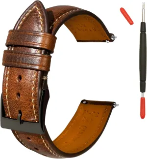 Quick Release Leather Watch Bands 14mm 16mm 18mm 19mm 20mm 21mm 22mm 24mm,Vintage Oil Wax-Tanned Leather Watch Straps Men's Watch Band Replacement Watch Strap for Men Women