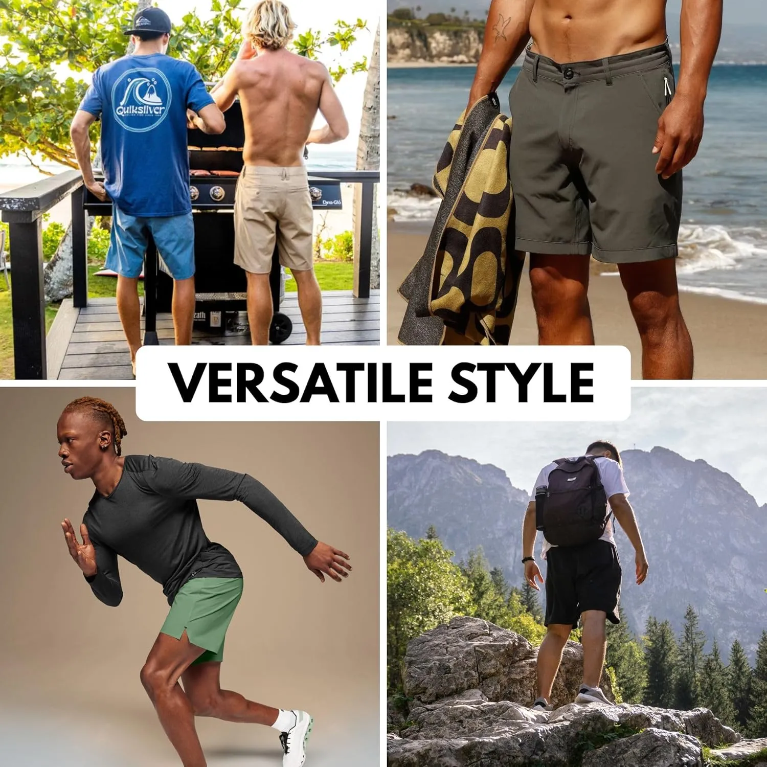 Quiksilver Shorts for Men Big and Tall, Hybrid Stretch Amphibian Quick Dry Short