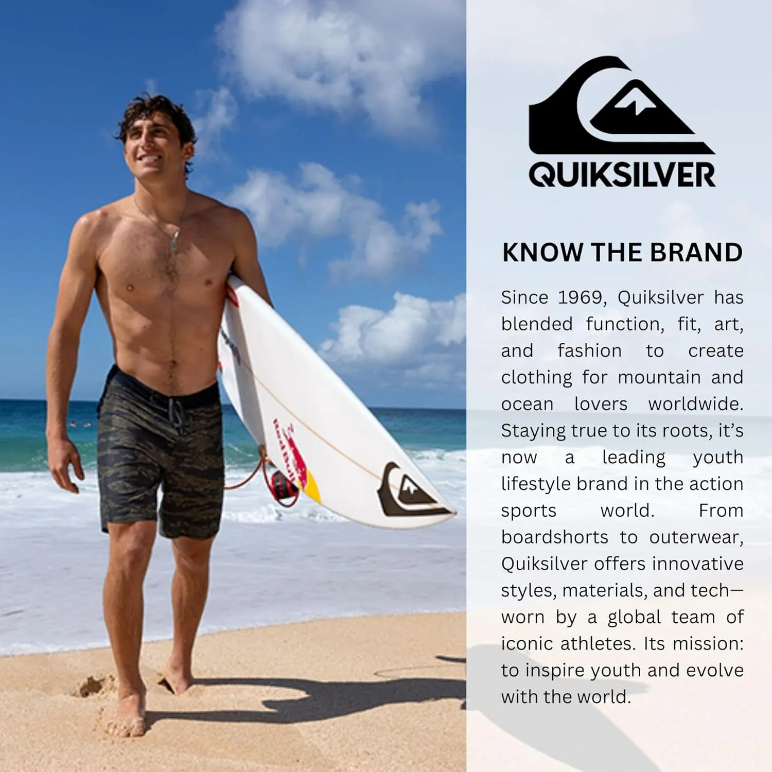 Quiksilver Shorts for Men Big and Tall, Hybrid Stretch Amphibian Quick Dry Short