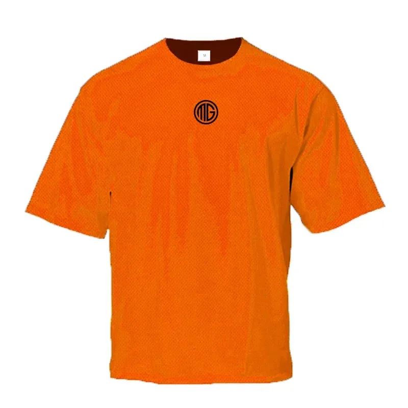 "Men's Oversized Quick-Dry Gym Shirt-Loose Fit Bodybuilding Sportswear