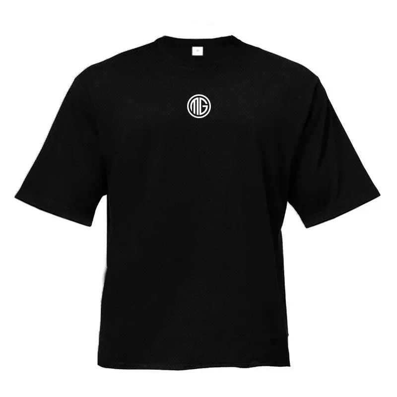 "Men's Oversized Quick-Dry Gym Shirt-Loose Fit Bodybuilding Sportswear