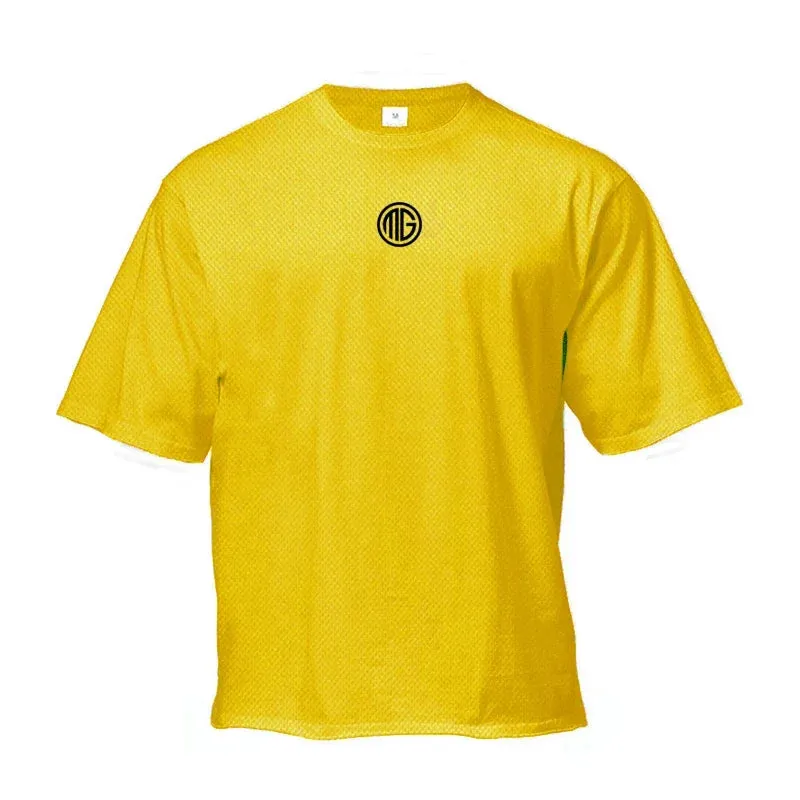 "Men's Oversized Quick-Dry Gym Shirt-Loose Fit Bodybuilding Sportswear