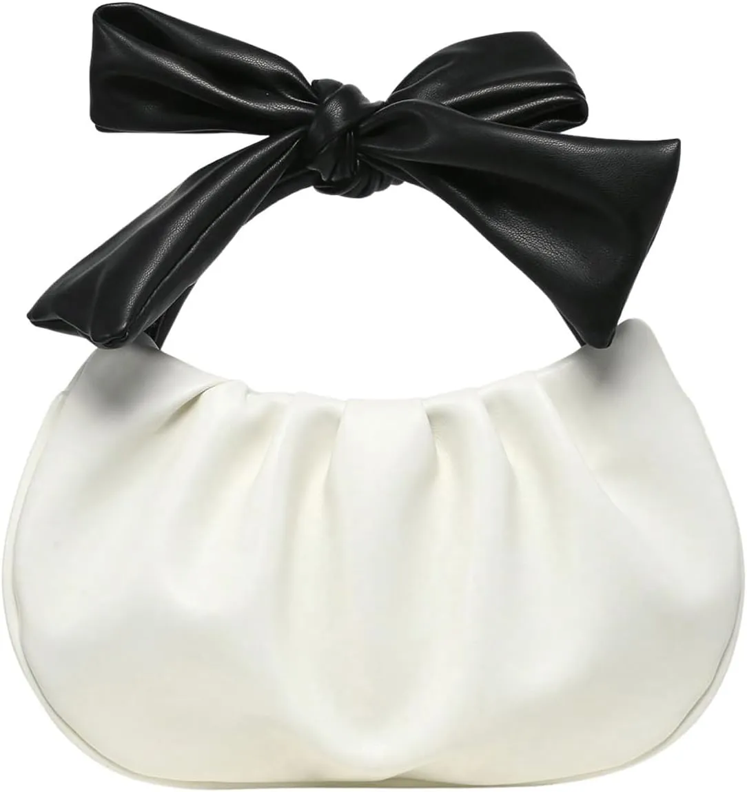 QWINEE Women's Y2k Bow Purse Clutch Ruched Hobo Bag Mini Handbag Dumpling Pouch Bag