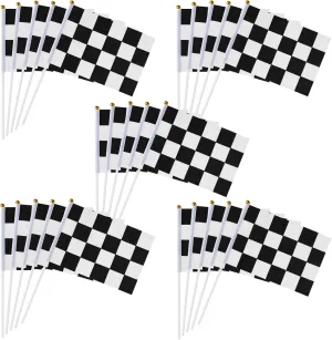 Race Car 25 Pieces Checkered Black and White Racing Stick Flag Racing Hand Held Stick Flags Checkered Flag Race Car Flags Decorations for Race Sports Events Party Supplies Racing Flags