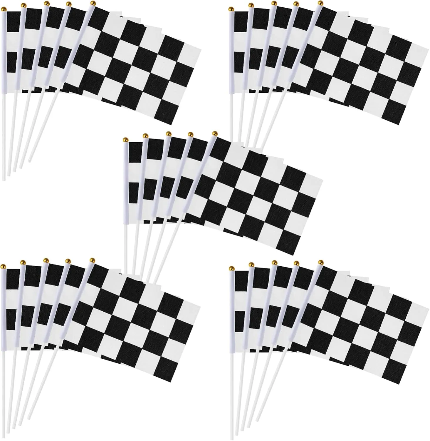 Race Car 25 Pieces Checkered Black and White Racing Stick Flag Racing Hand Held Stick Flags Checkered Flag Race Car Flags Decorations for Race Sports Events Party Supplies Racing Flags