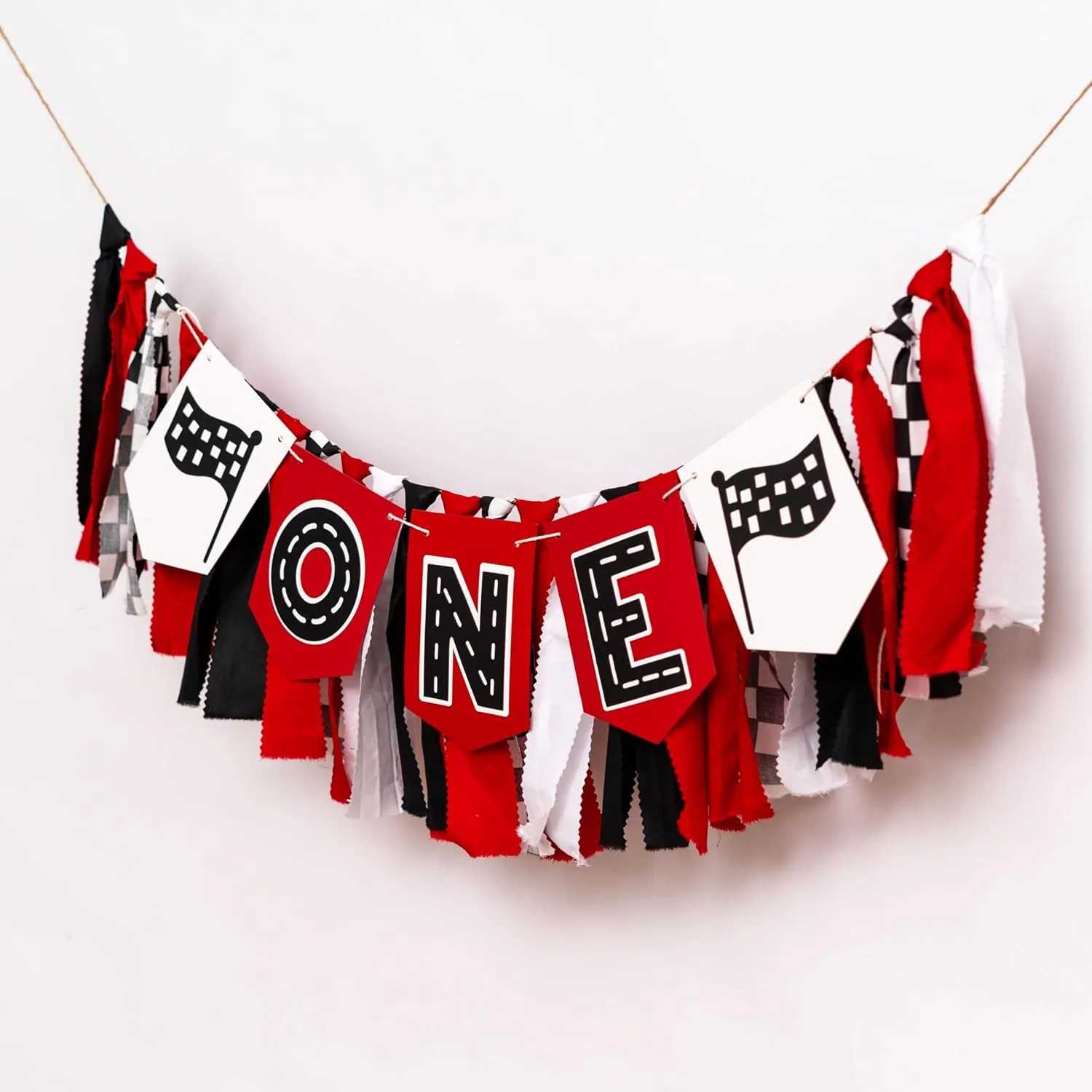Racing Car ONE High Chair Banner - Racing Car First Birthday Party Decorations For Baby,Fast One Birthday Party Decor