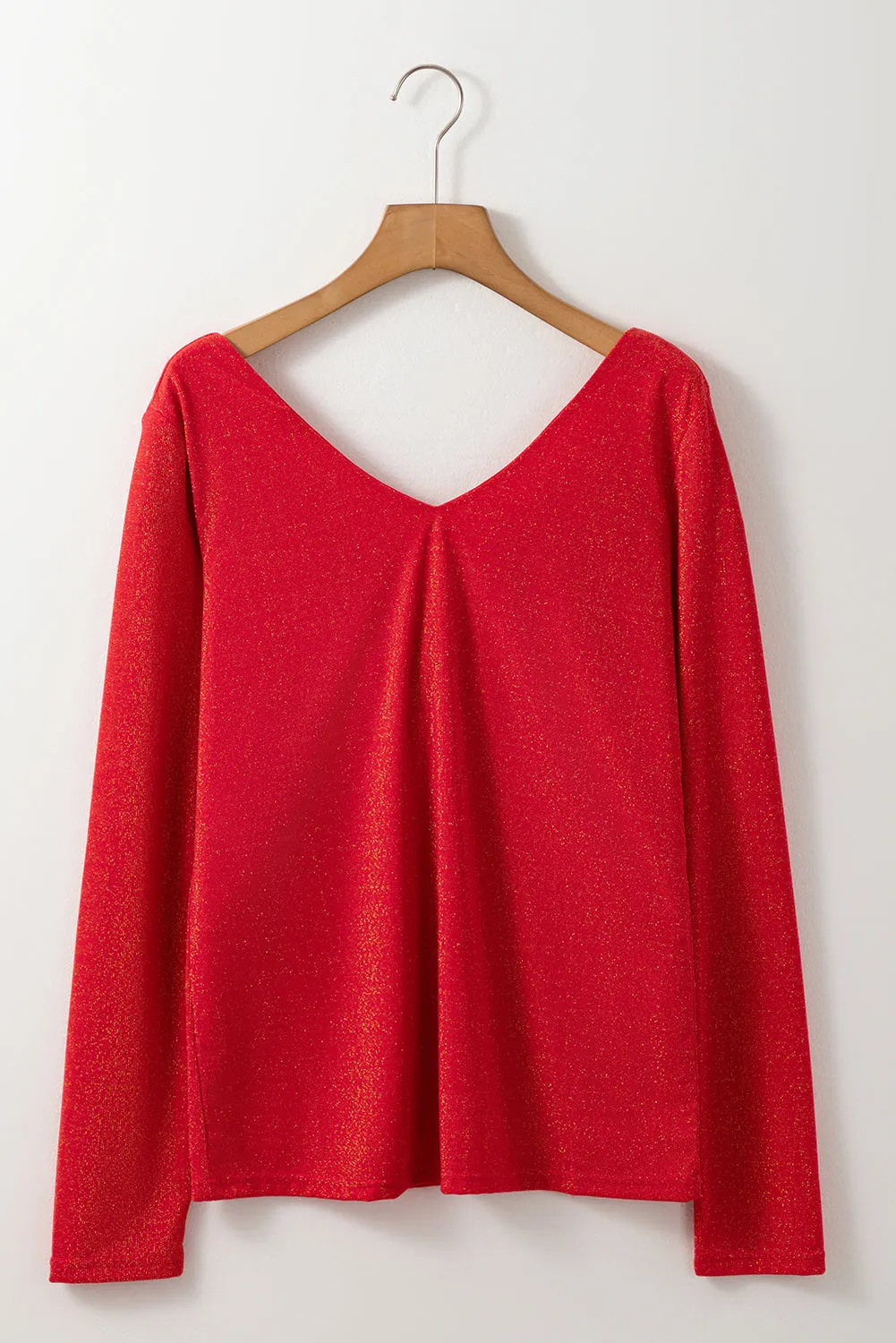 Racing Red Metallic Bowknot Open Back Top