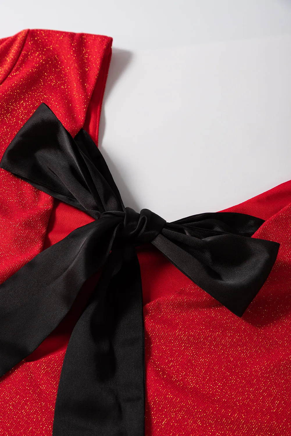 Racing Red Metallic Bowknot Open Back Top