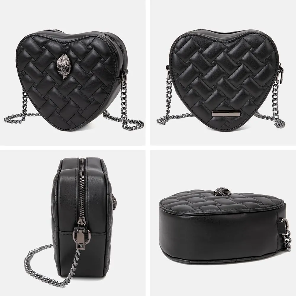 Rainbow Stripe Heart Shaped Purse for Women Crossbody Bag PU Leather Shoulder Bag Handbag Satchel