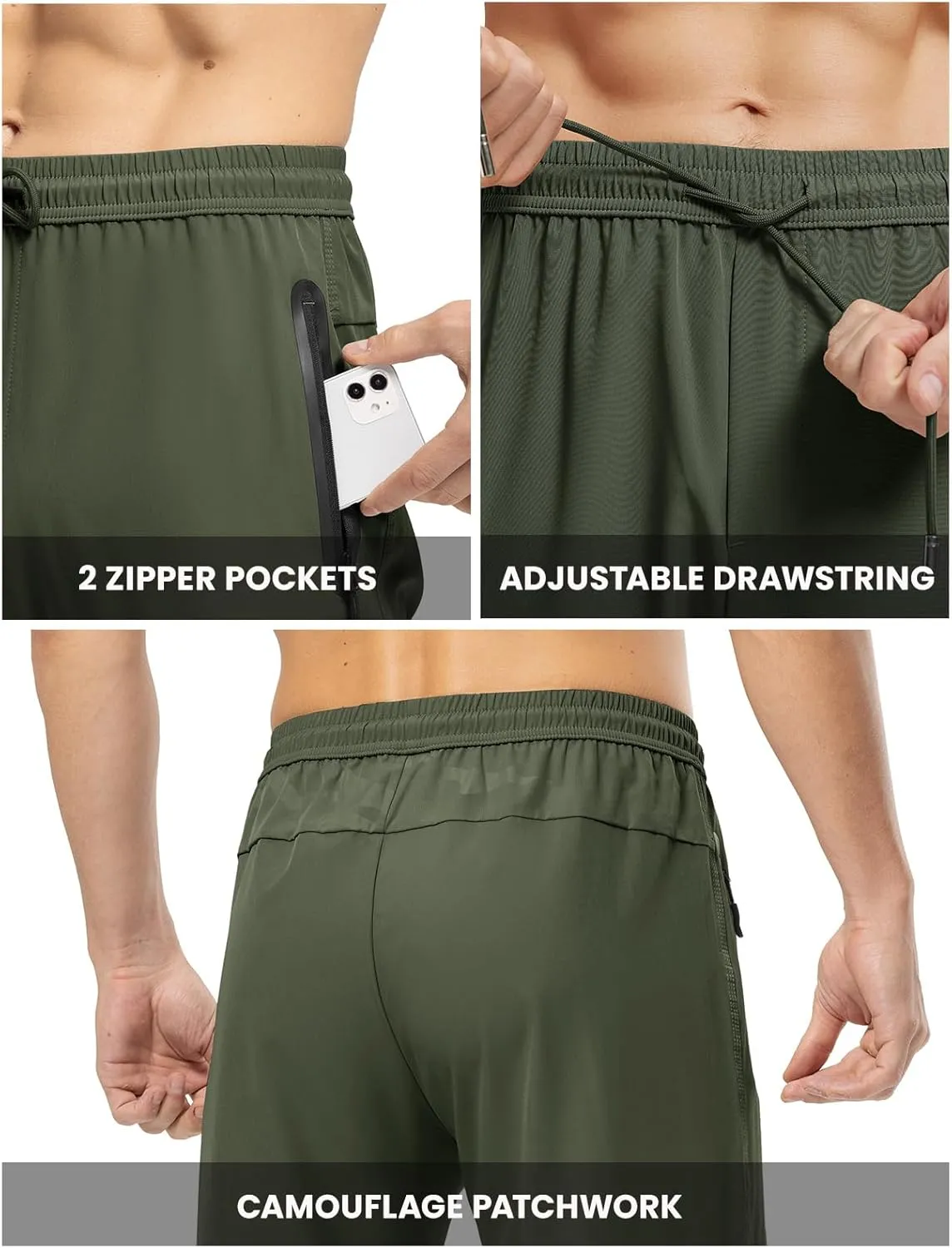 Rdruko Men's Casual Pants Lightweight Quick Dry Hiking Running Workout Outdoor Sports Sweat Pants