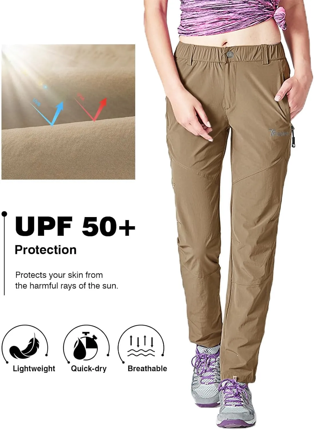 Rdruko Women's Hiking Pants Lightweight Quick Dry Water Resistant Outdoor Travel Fishing Pants with Pockets