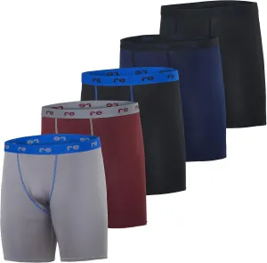 Real Essentials 5 Pack: Mens Compression Shorts - Quick Dry Performance Active Underwear (Available in Big & Tall)