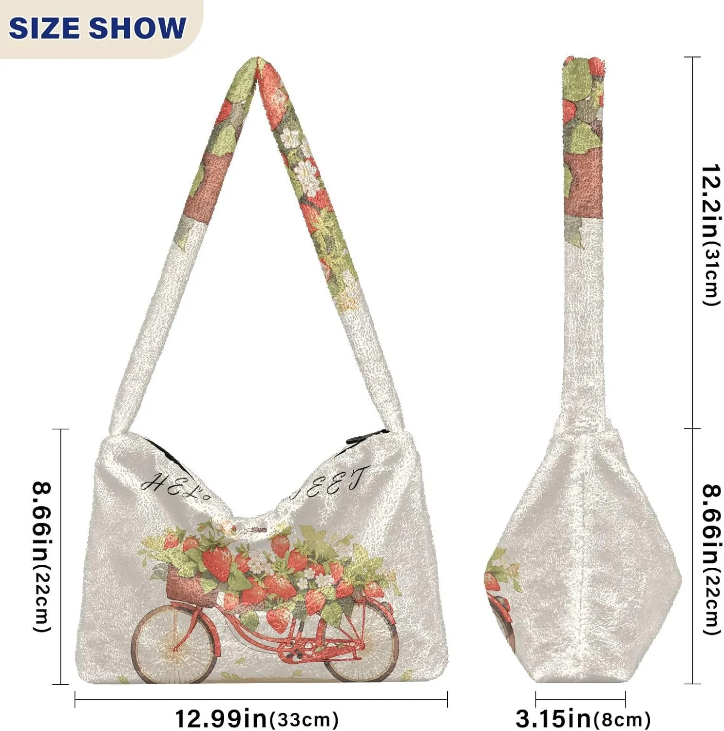 Red Beige Tricolor Premium Gray Watercolor Plush Bag, Women Handbag, Shoulder Handbag Women