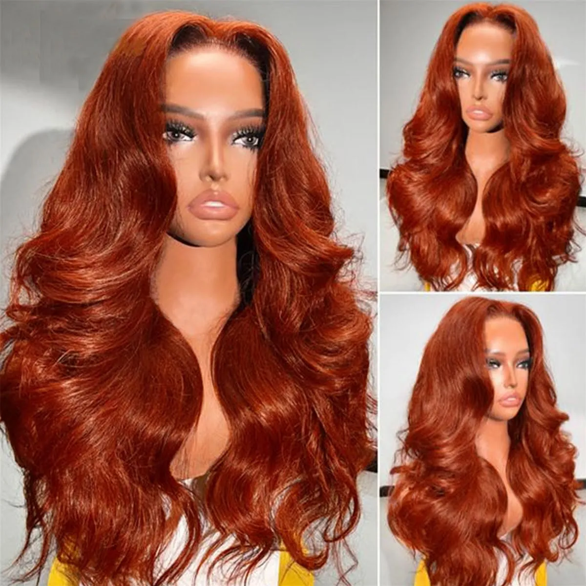 Reddish Brown 13x6 Lace Front Wigs Human Hair Body Wave 200% Density Pre Plucked Auburn Brown Human Hair Lace Front Wigs HD Transparent Lace Frontal Colored Wigs For Women 18 inch