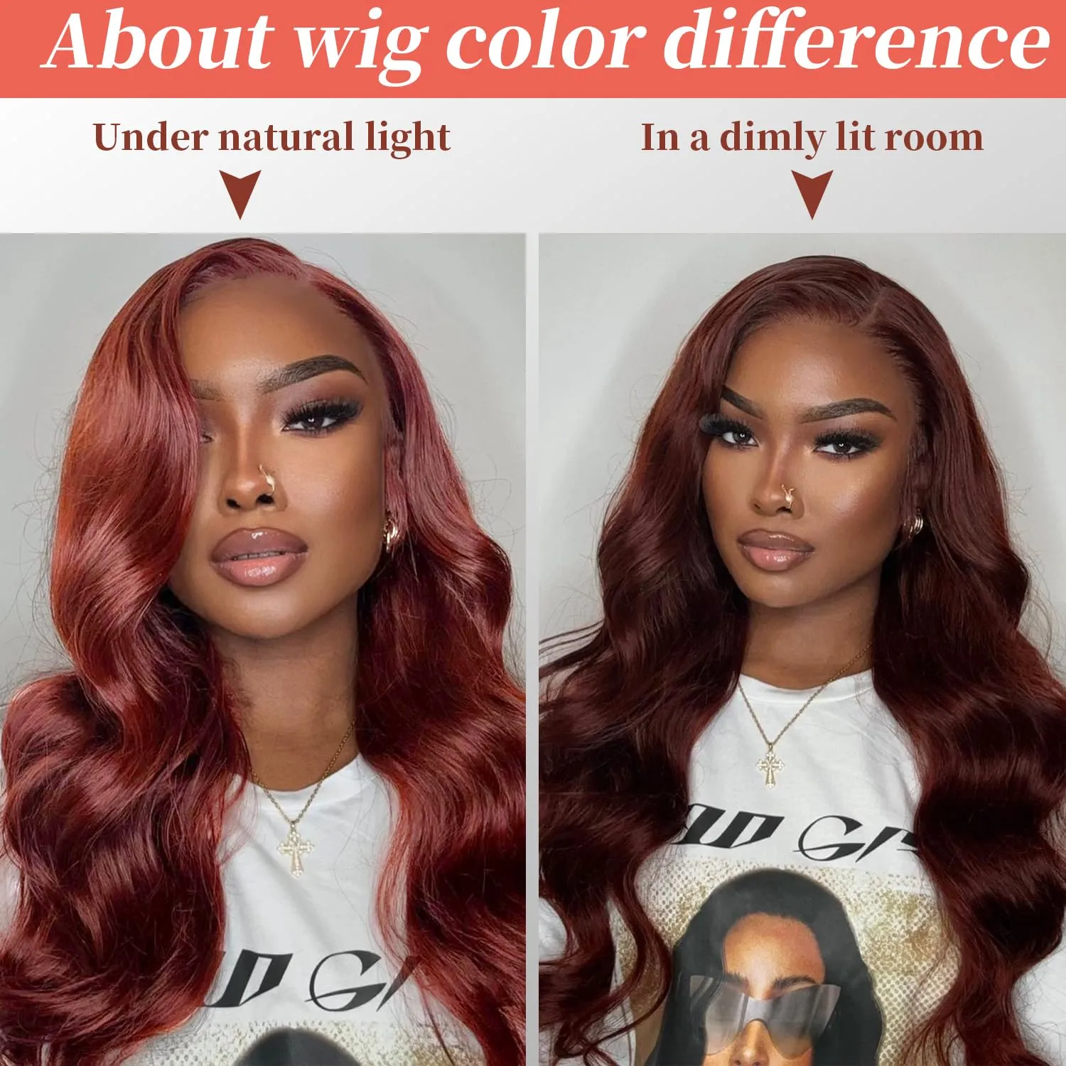 Reddish Brown Lace Front Wigs Human Hair 180% Density 13x4 HD Transparent Body Wave Lace Frontal Wigs With Baby Hair Auburn Copper Colored Glueless Human Hair Wigs for Women 30 Inch
