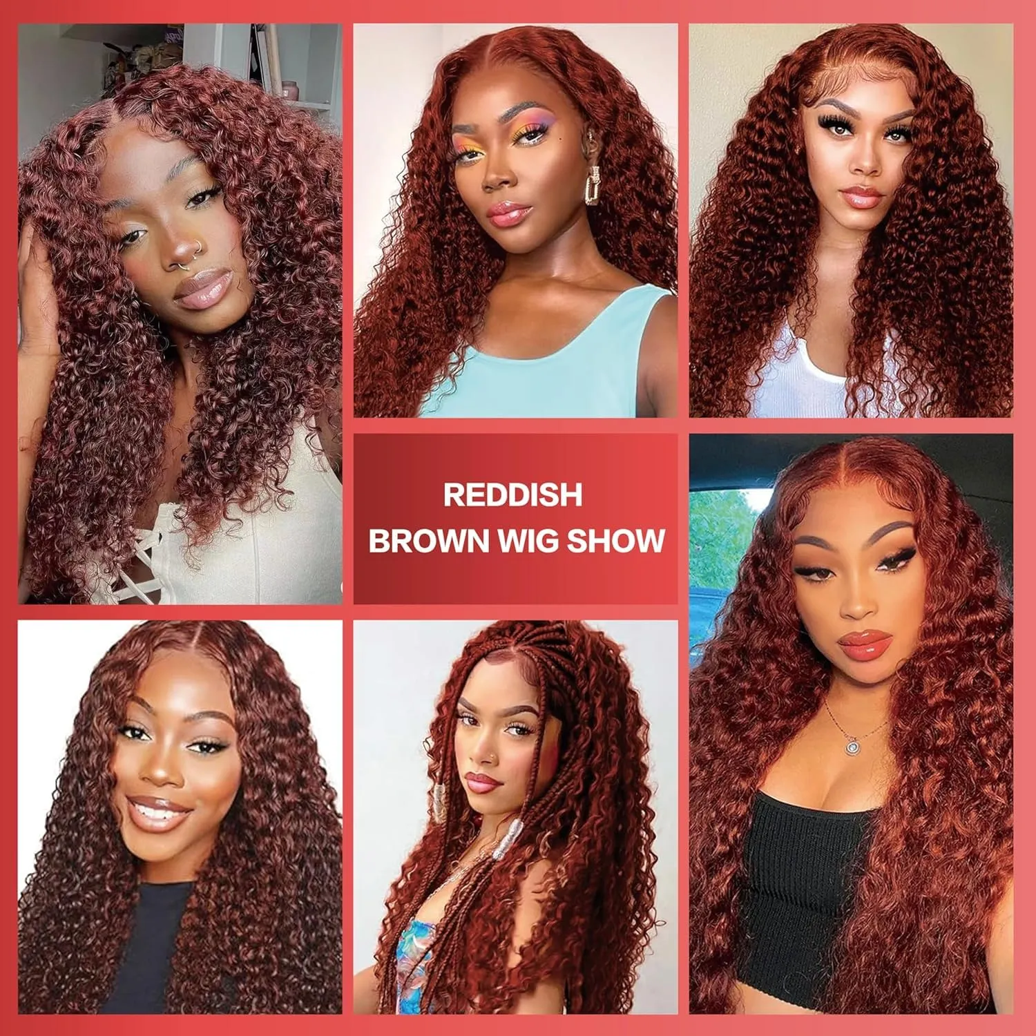 Reddish Brown Lace Front Wigs Human Hair Pre Plucked 5x5 Auburn Colored Human Hair Lace Front Wigs Mongolian Deep Wave Glueless Wigs Human Hair Wear and Go HD Lace Frontal Human Hair Wig (24inch)