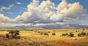Relaxzd Co Dry Grassy Landscape Canvas 24" x 36", Canvas Print Wall Art, Grass Landscape Plateau, Outback Scenery, Landscape Painting
