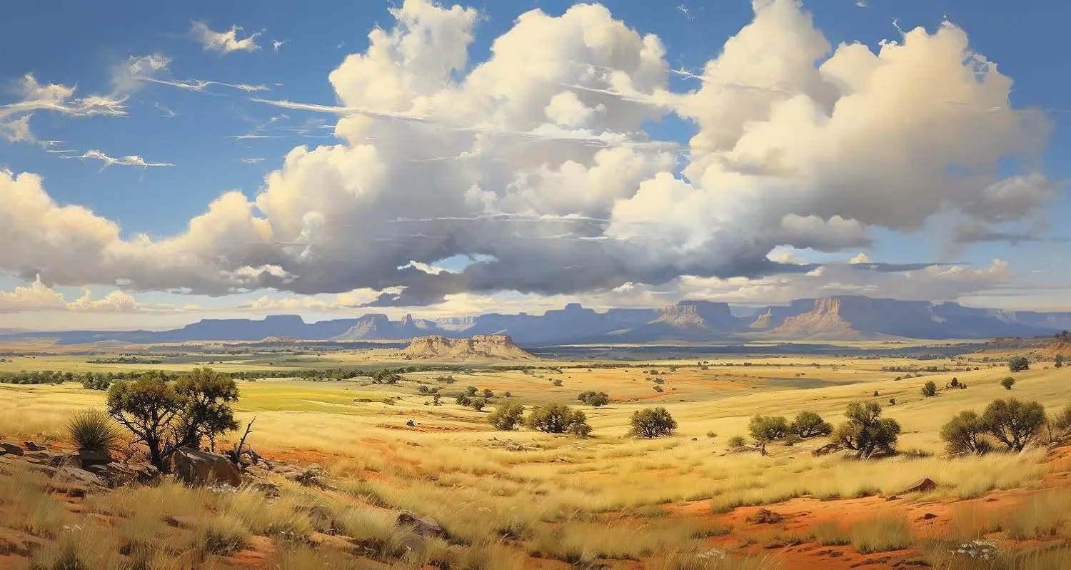 Relaxzd Co Dry Grassy Landscape Canvas 24" x 36", Canvas Print Wall Art, Grass Landscape Plateau, Outback Scenery, Landscape Painting