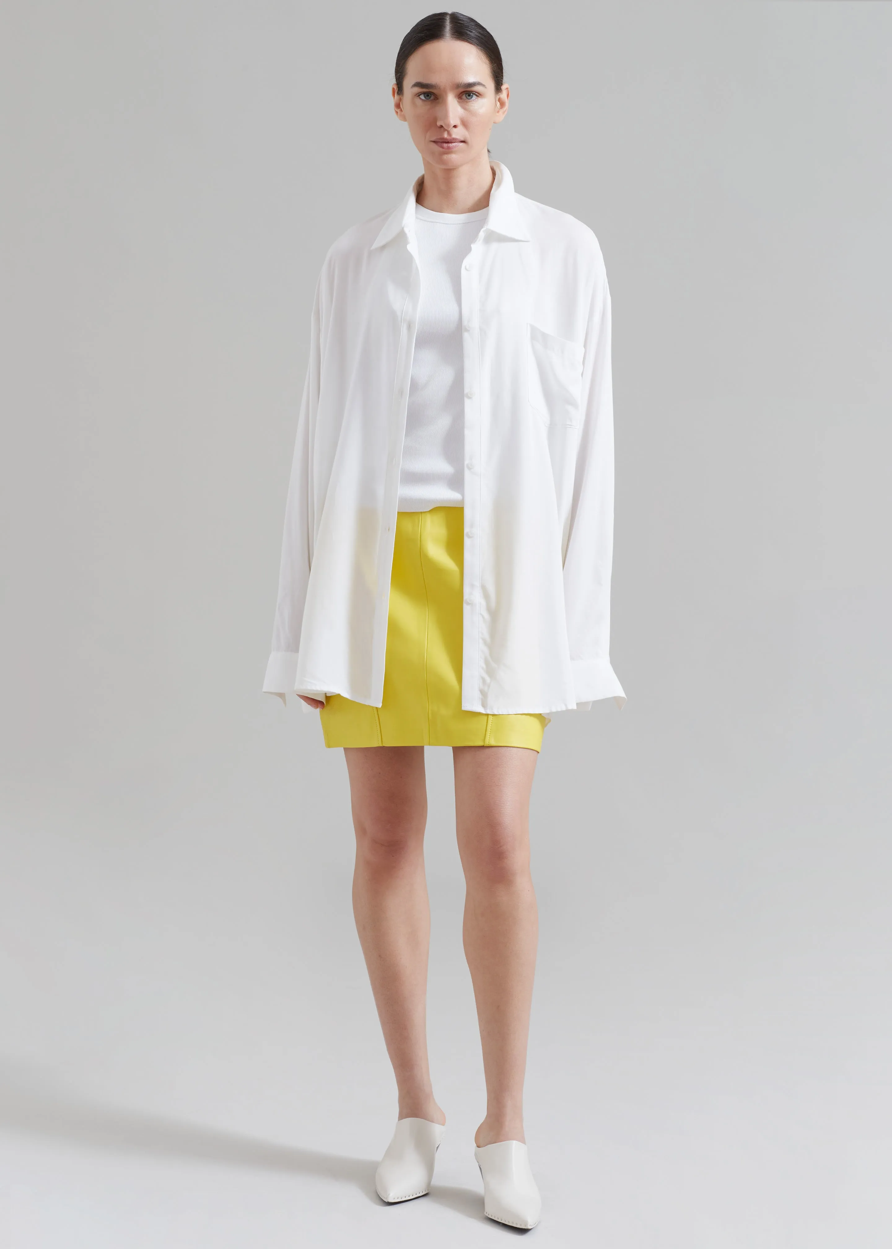 REMAIN Leather Mini Skirt - Lemon Zest