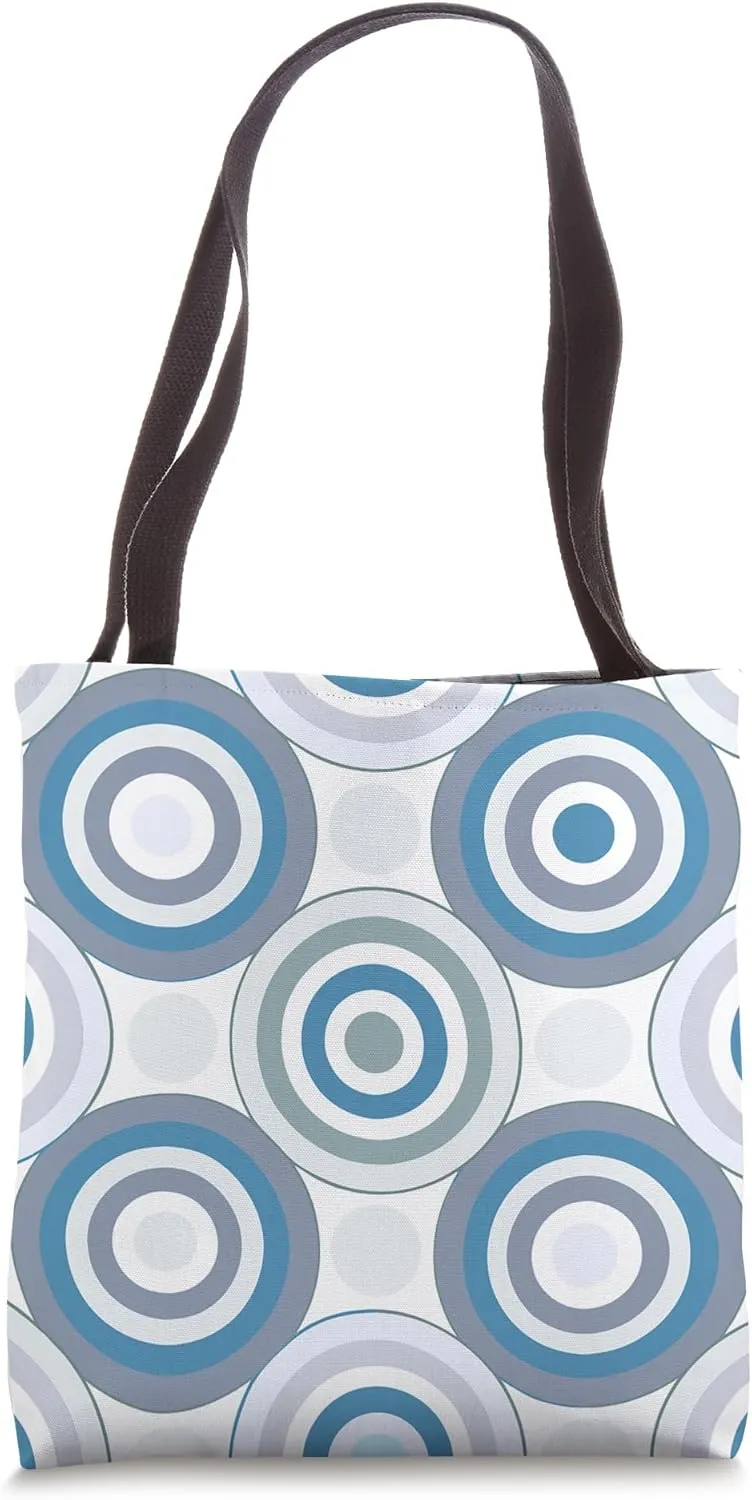 Retro Concentric Circles Geometric Pattern Nautical Blue Tote Bag