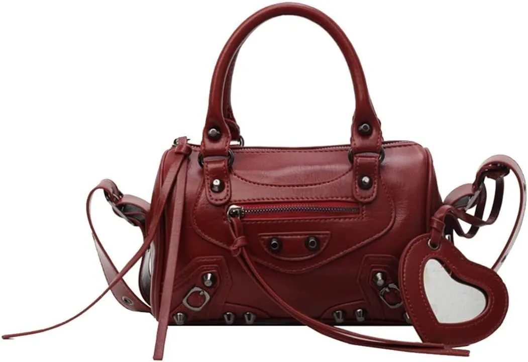 Retro Handbag Women's PU Leather Shoulder Rivet Crossbody Ladies Messenger Waterproof Top-handle Elegant Tote