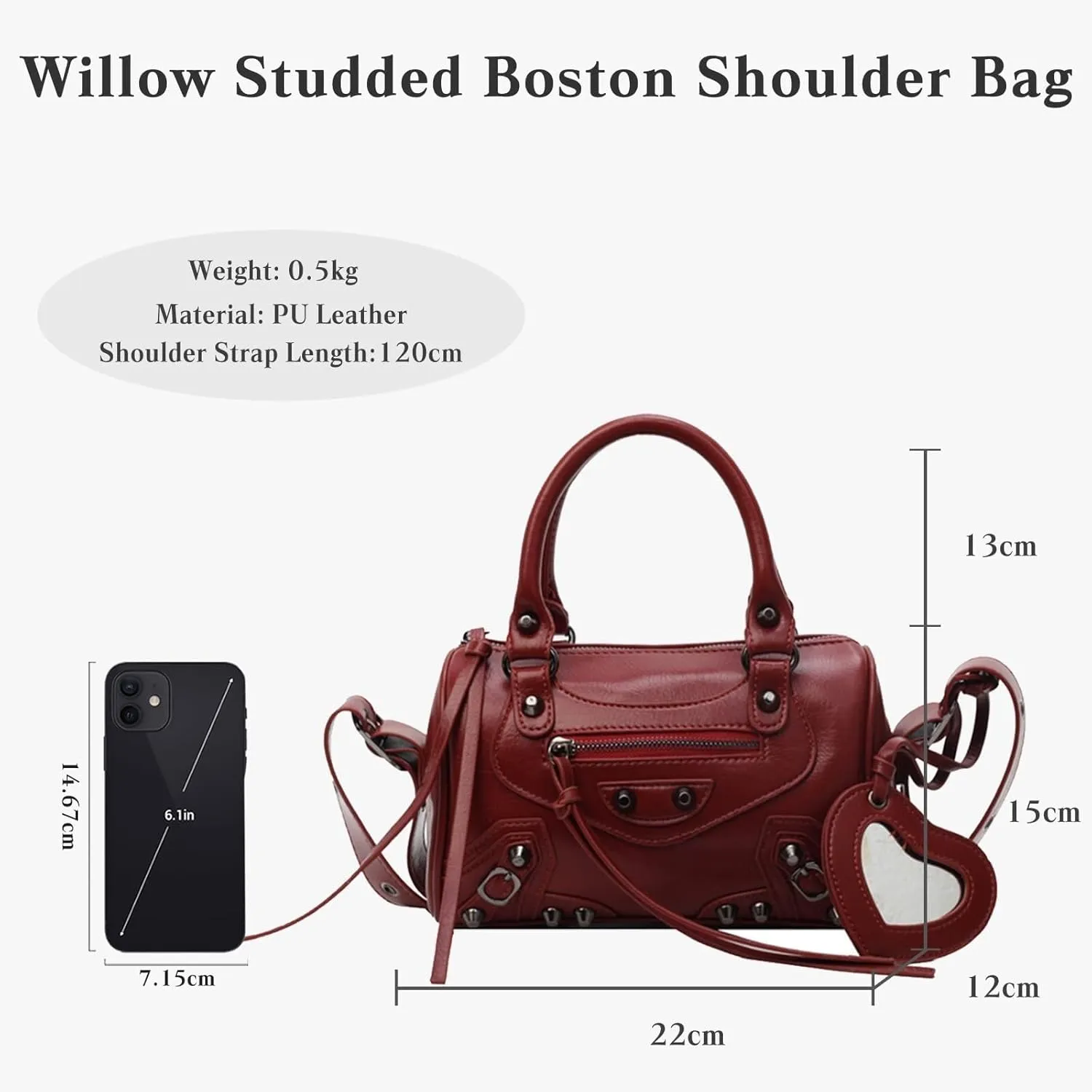Retro Handbag Women's PU Leather Shoulder Rivet Crossbody Ladies Messenger Waterproof Top-handle Elegant Tote