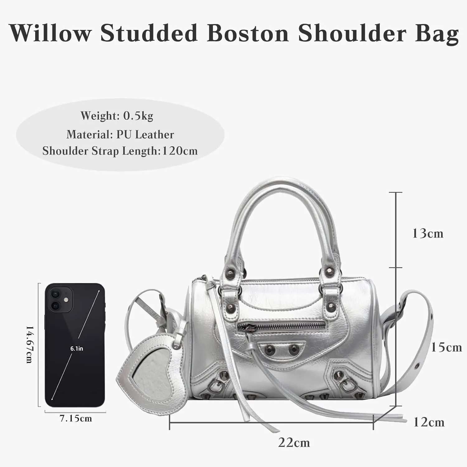 Retro Handbag Women's PU Leather Shoulder Rivet Crossbody Ladies Messenger Waterproof Top-handle Elegant Tote