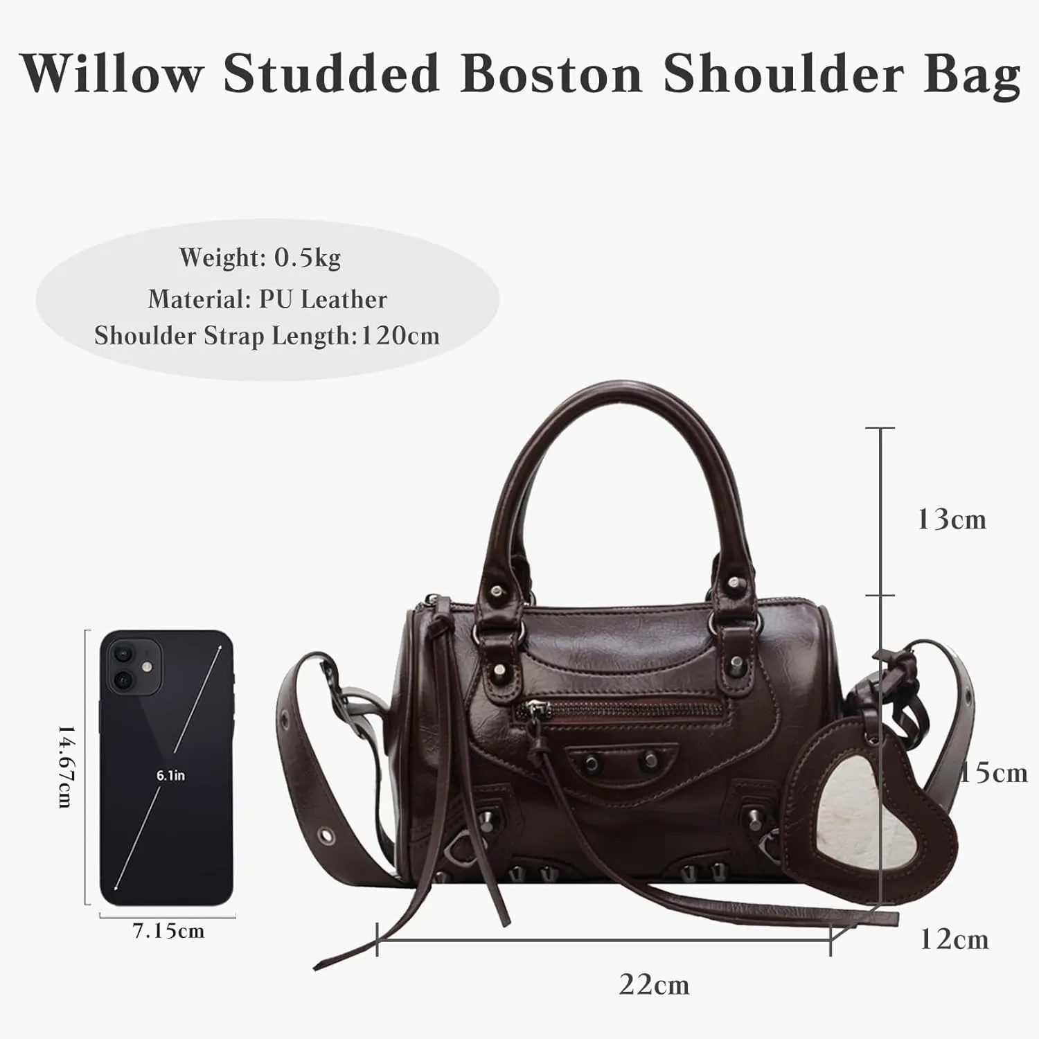 Retro Handbag Women's PU Leather Shoulder Rivet Crossbody Ladies Messenger Waterproof Top-handle Elegant Tote