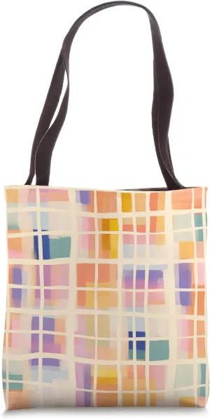Retro-Inspired Pastel Checkered Pattern Tote Bag