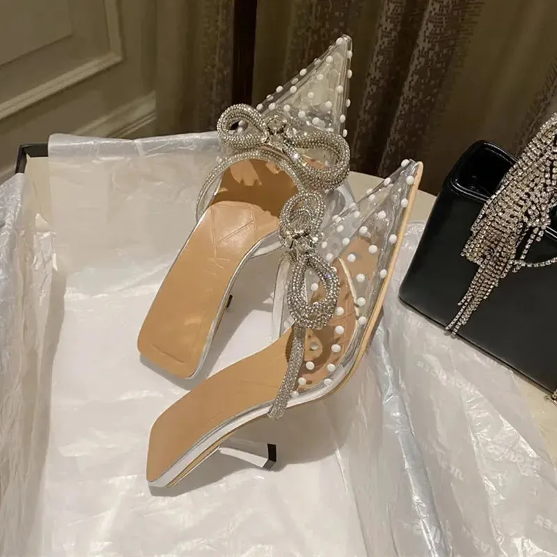 Rhinestone Bowknot Polka Dot Heels