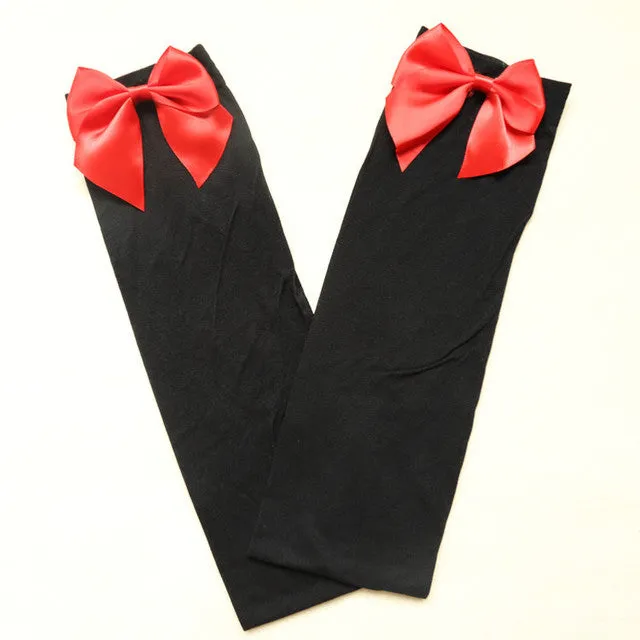 Ribbon Bowknot Thigh High Stockings