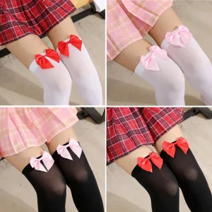 Ribbon Bowknot Thigh High Stockings