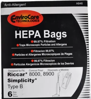 Riccar 8000, 8900 Simplicity Type B Vacuum Cleaner Bags