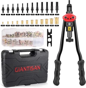 Rivet Nut Tool Kit,16-Inch Rivnut Tool Kit with 12 Metric and SAE Mandrels, 176Pcs Rivet nut Assortment Kit, Designed for Labour Saving