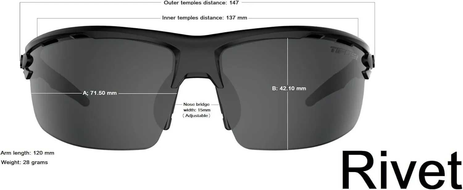 Rivet Sport Sunglasses, Ideal For Cycling, Golf, Pickleball, Running And Tennis