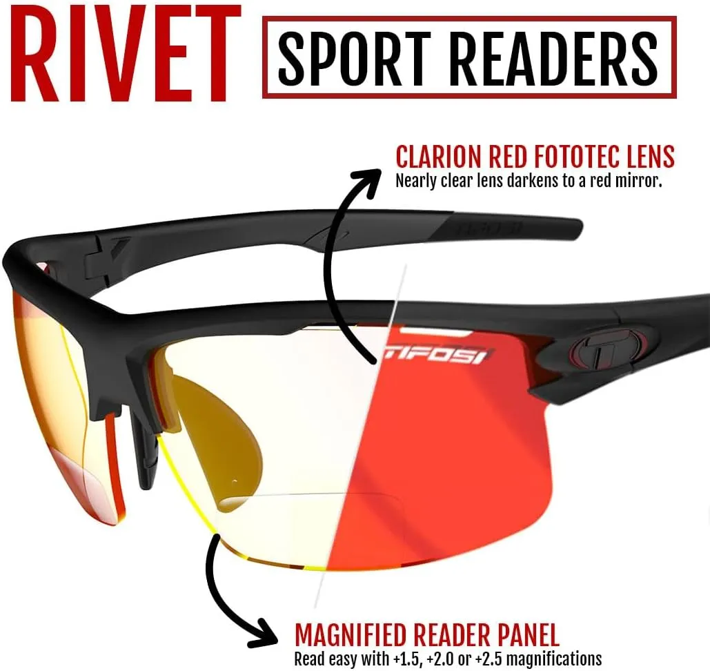 Rivet Sport Sunglasses, Ideal For Cycling, Golf, Pickleball, Running And Tennis