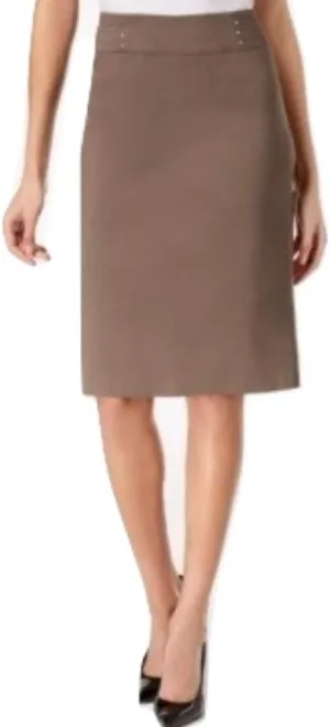 Rivet-Waist A-Line Skirt Brown Clay XL